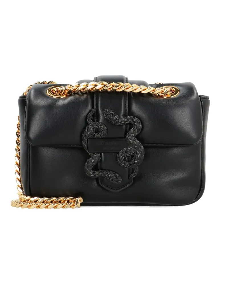 Just Cavalli Schultertasche mit Schlangenverzierung - Schwarz Schwarz