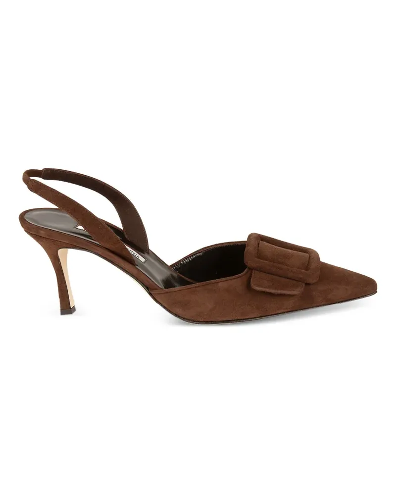 Manolo Blahnik Maysale buckle-detail slingback pumps - Braun Braun