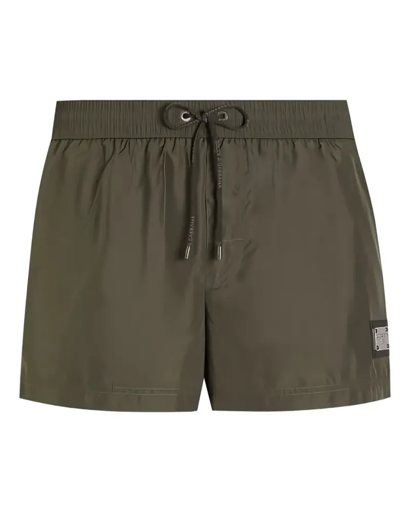 Dolce & Gabbana Kurze Badehose mit Logo-Schild - Grün Grün
