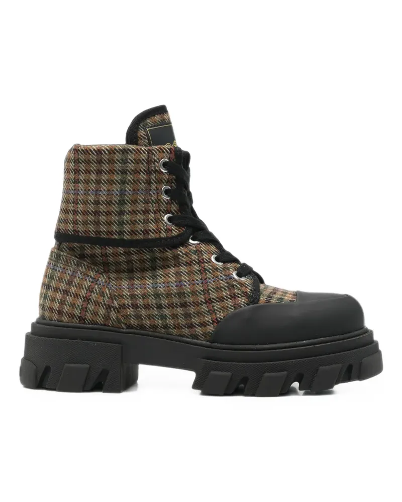 Ganni check-pattern lug-sole boots - Braun Braun