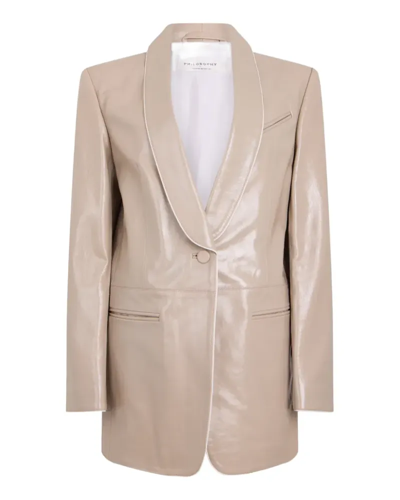 Philosophy Di Lorenzo Serafini leather V-neck blazer - Nude Nude