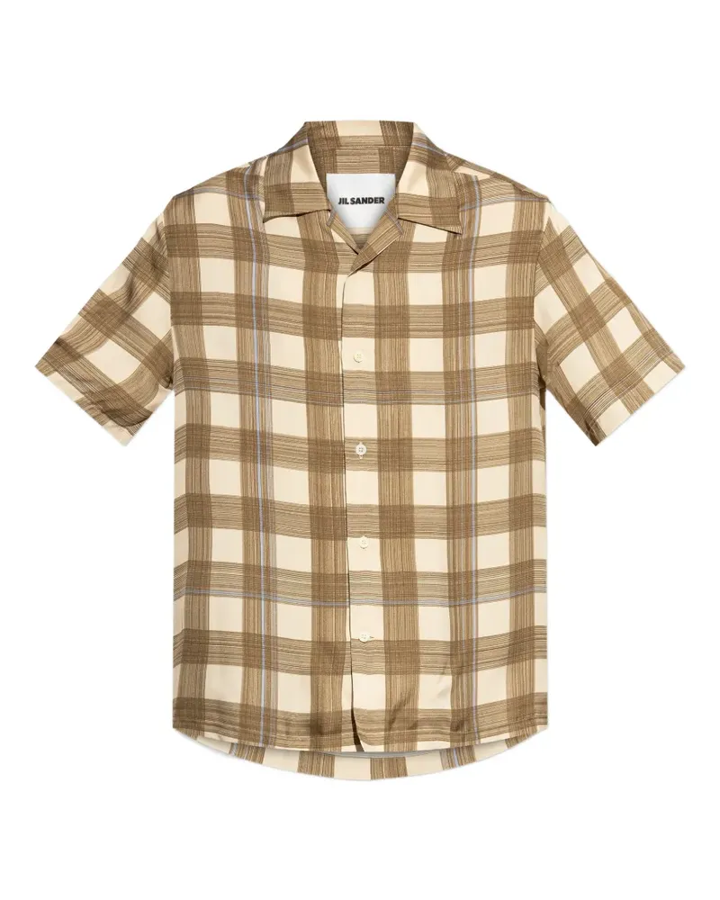 Jil Sander checked-pattern short-sleeve shirt - Nude Nude