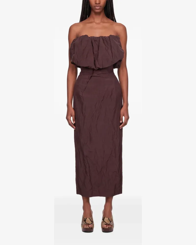 Magda Butrym Schulterfreies Maxikleid mit gerüschtem Oberteil - Braun Braun