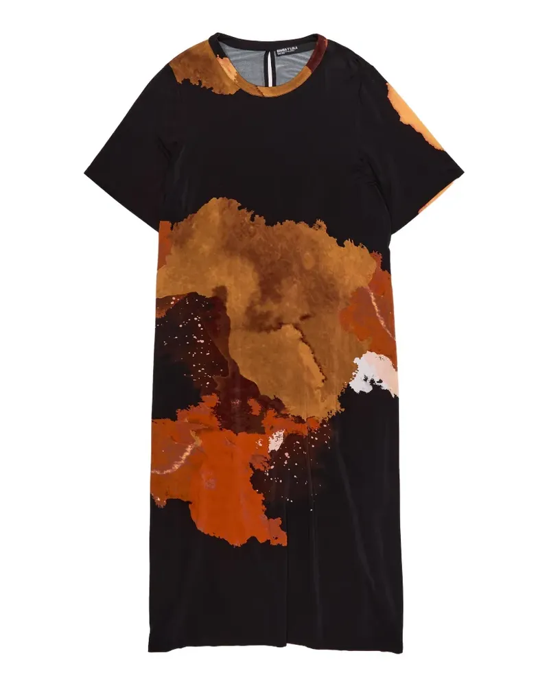 BIMBA Y LOLA blot print slit midi dress - Schwarz Schwarz