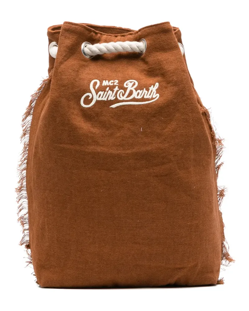 MC2 Saint Barth logo-embroidered frayed backpack - Braun Braun