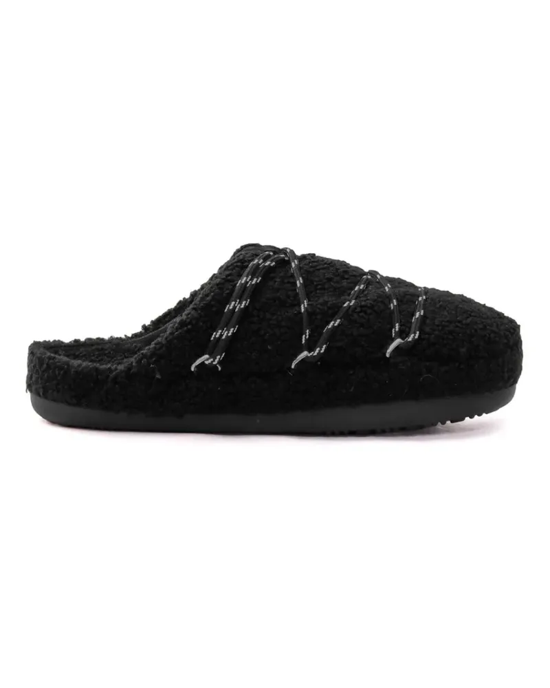 Moon Boot Teddy Slipper mit Schnürung - Schwarz Schwarz