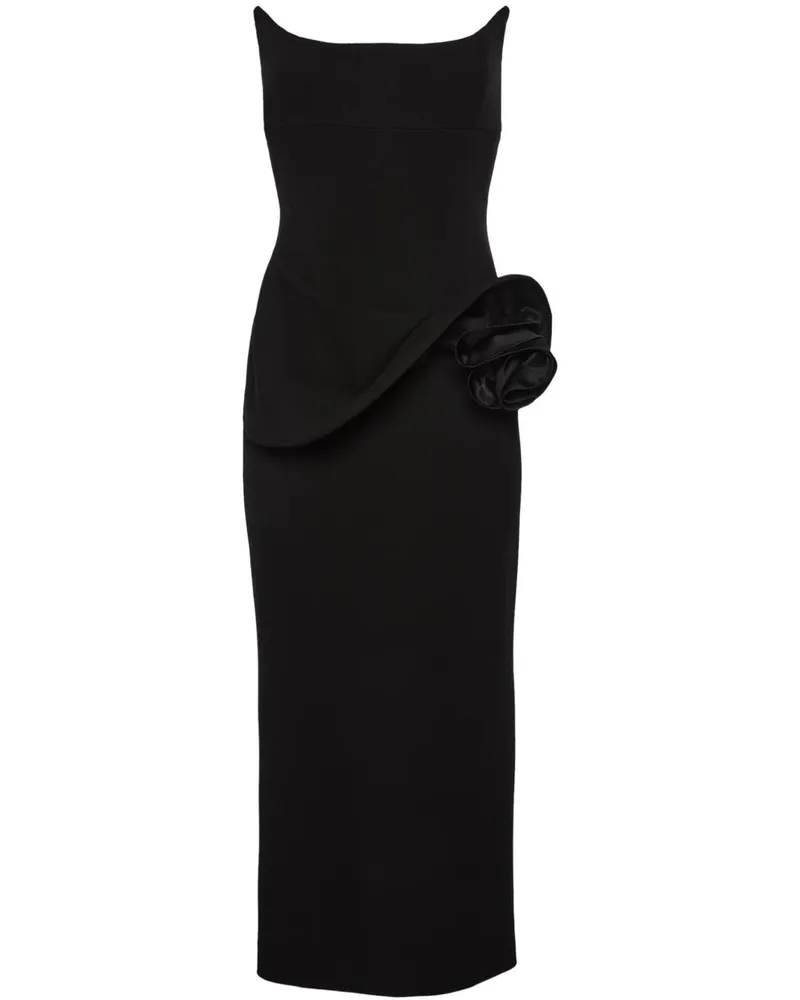 Magda Butrym Bustier-Midikleid mit Blumenapplikation - Schwarz Schwarz