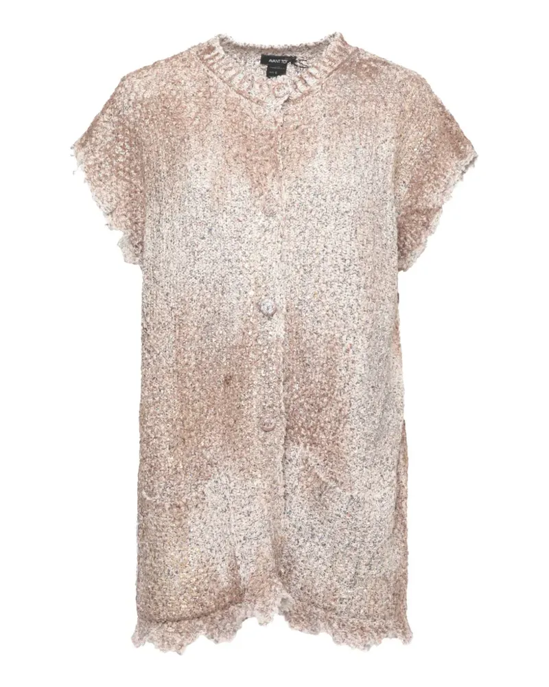Avant Toi sequin-embellished distressed-effect cardigan - Nude Nude