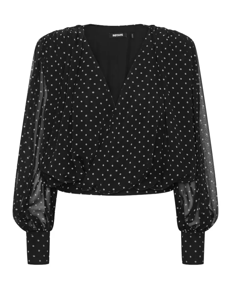 ROTATE Birger Christensen Geraffte Bluse - Schwarz Schwarz