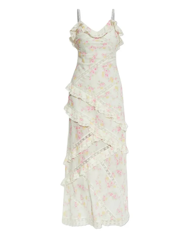 LoveShackFancy Nocelle floral-lace ruffled dress - Weiß Weiß