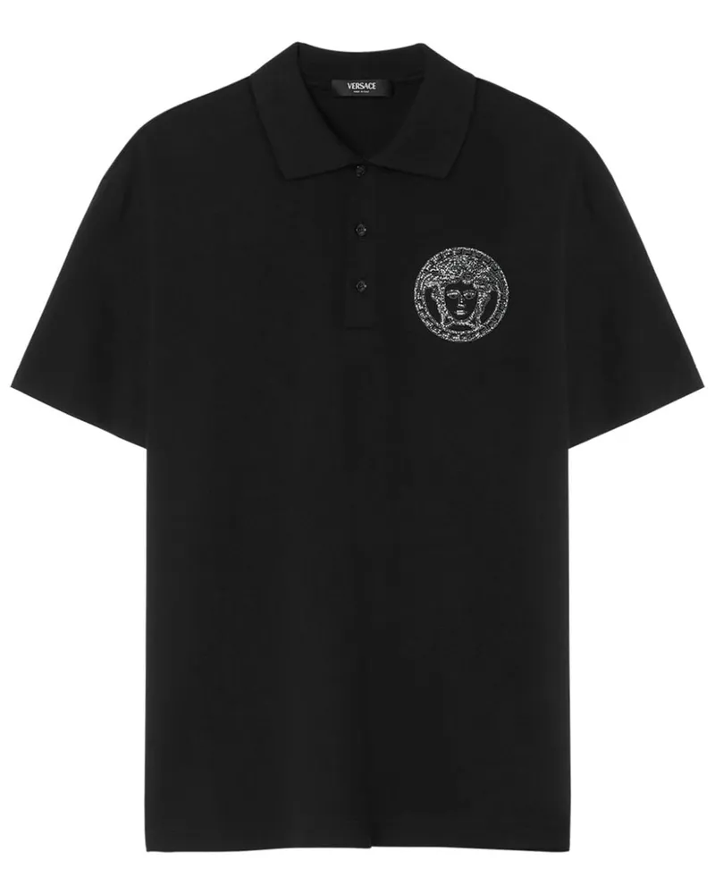 Versace Poloshirt mit Medusa-Stickerei Schwarz