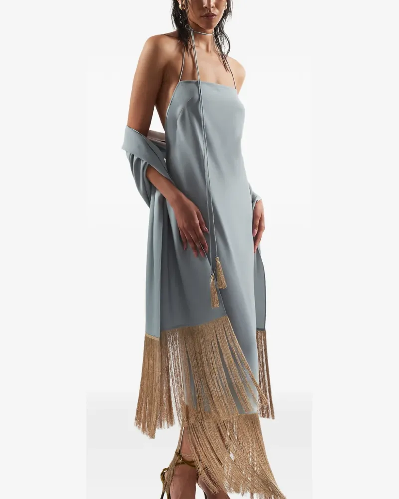 Taller Marmo Zizi Stole Schal mit Fransen - Blau Blau