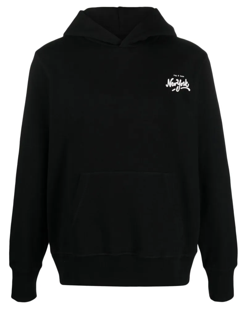 Rag & Bone Hoodie mit Logo-Print Schwarz