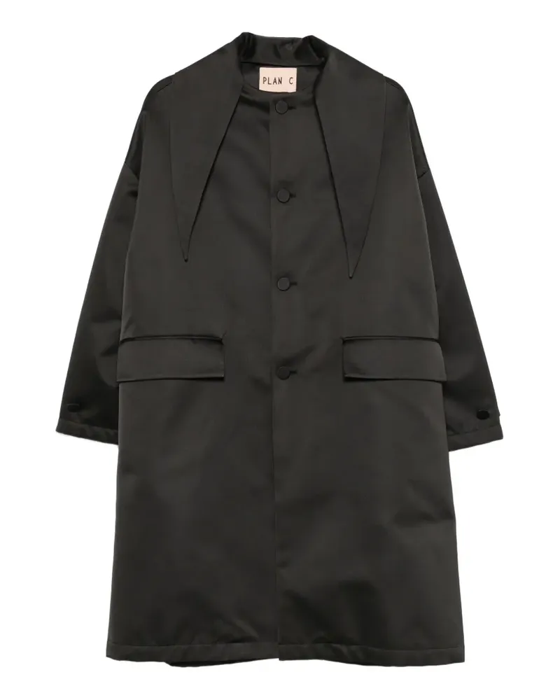 PLAN C Mantel mit verdecktem Knopf - Schwarz Schwarz