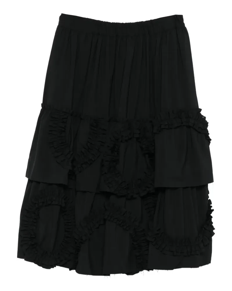 Comme des Garçons Gerüschter Midirock - Schwarz Schwarz