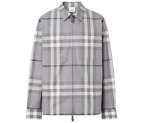 Kariertes Hemd mit Reißverschluss - Grau