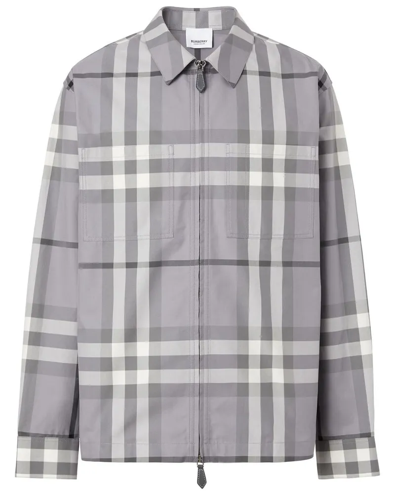 Burberry Kariertes Hemd mit Reißverschluss - Grau Grau