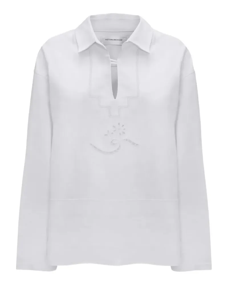 Victoria Beckham Langarmshirt mit Stickerei - Weiß Weiß