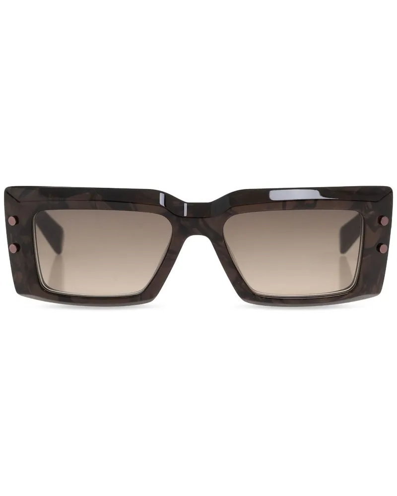 Balmain Sonnenbrille mit eckigem Gestell - Braun Braun