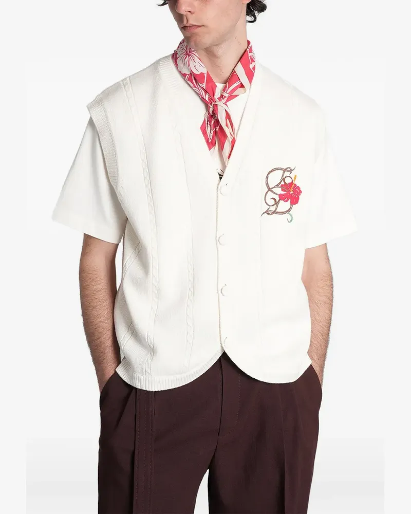 Drôle de Monsieur floral-embroidered sleeveless cardigan - Weiß Weiß