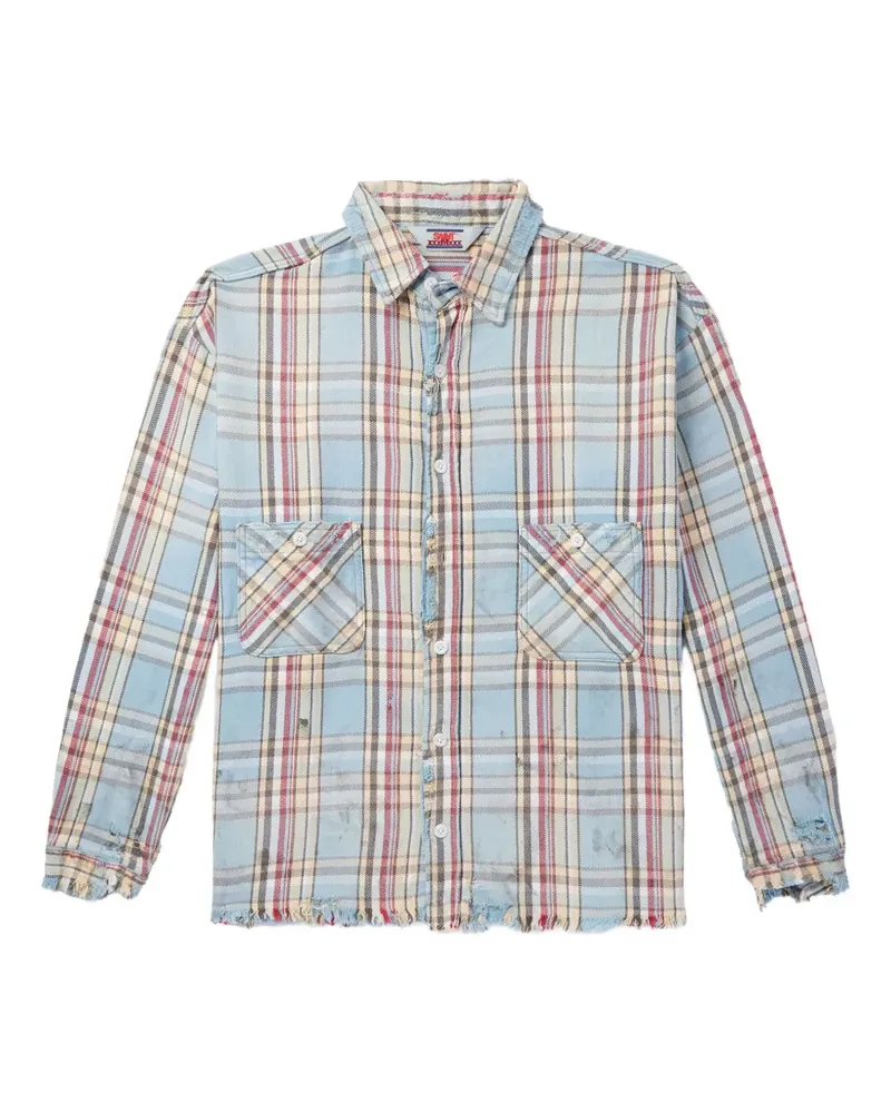 SAINT MXXXXXX frayed plaid shirt - Blau Blau
