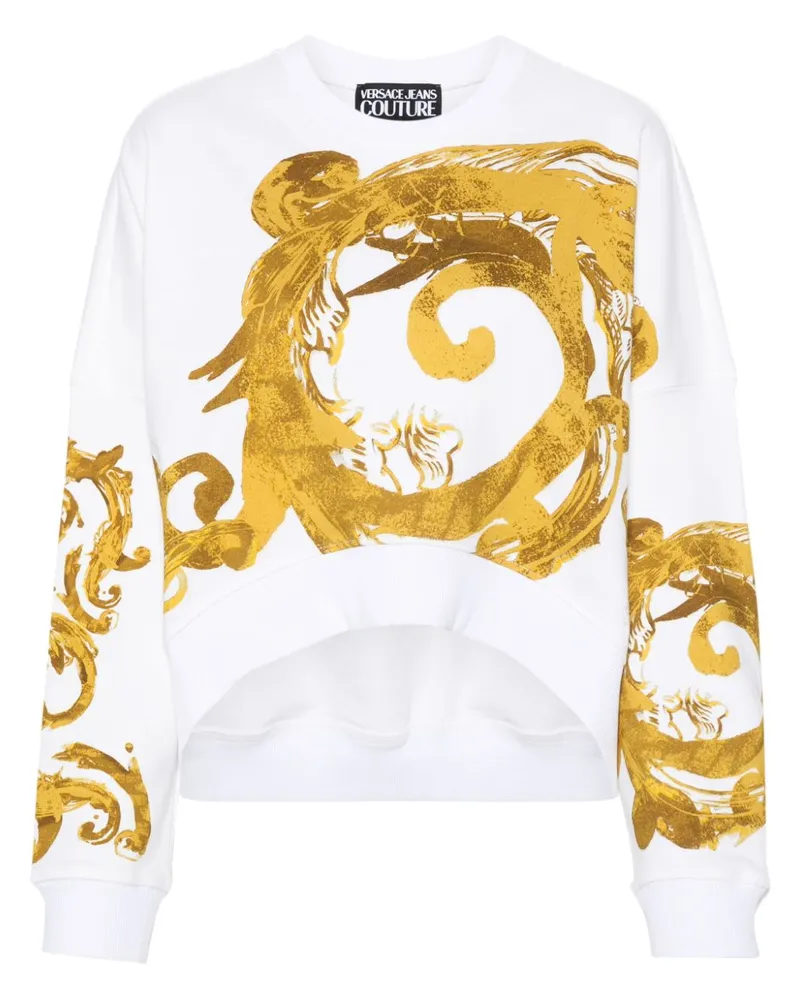 Versace Jeans Sweatshirt mit Watercolour Couture-Print Weiß