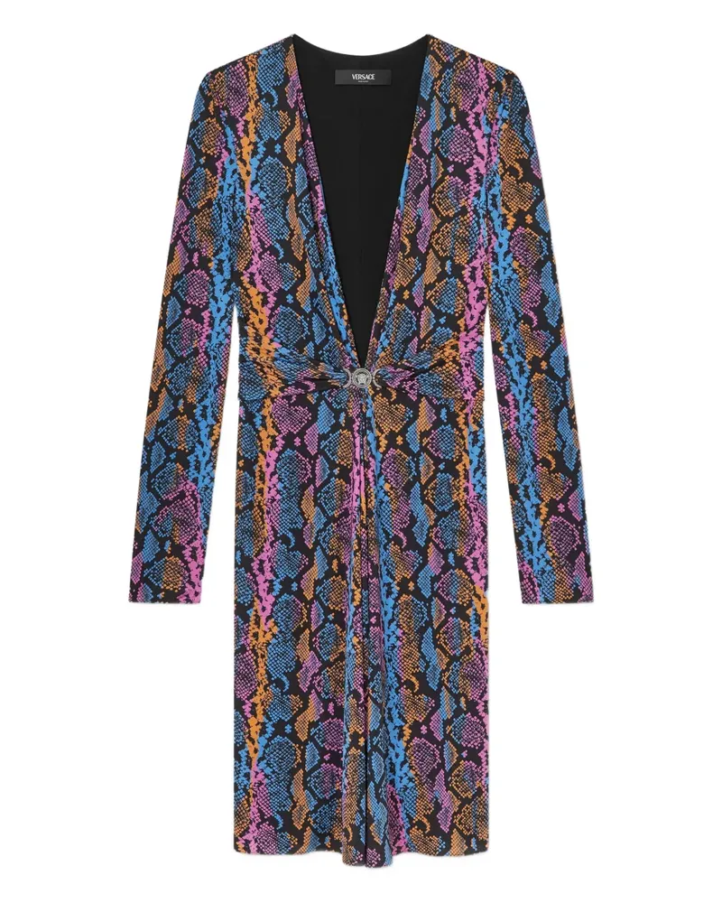 Versace Midikleid mit Python-Print - Schwarz Schwarz