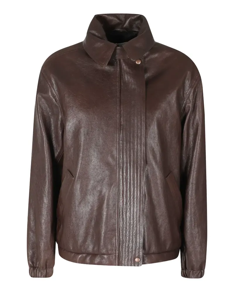 Magda Butrym leather bomber jacket - Braun Braun