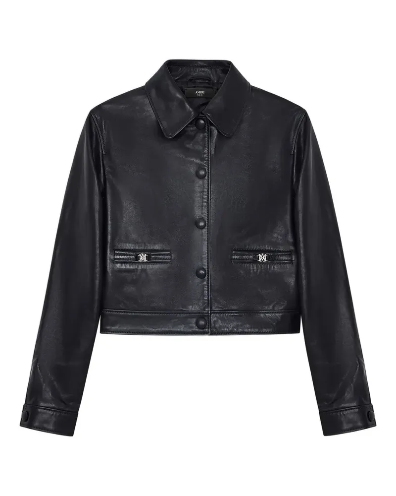 Amiri Lederjacke mit Knöpfen - Schwarz Schwarz