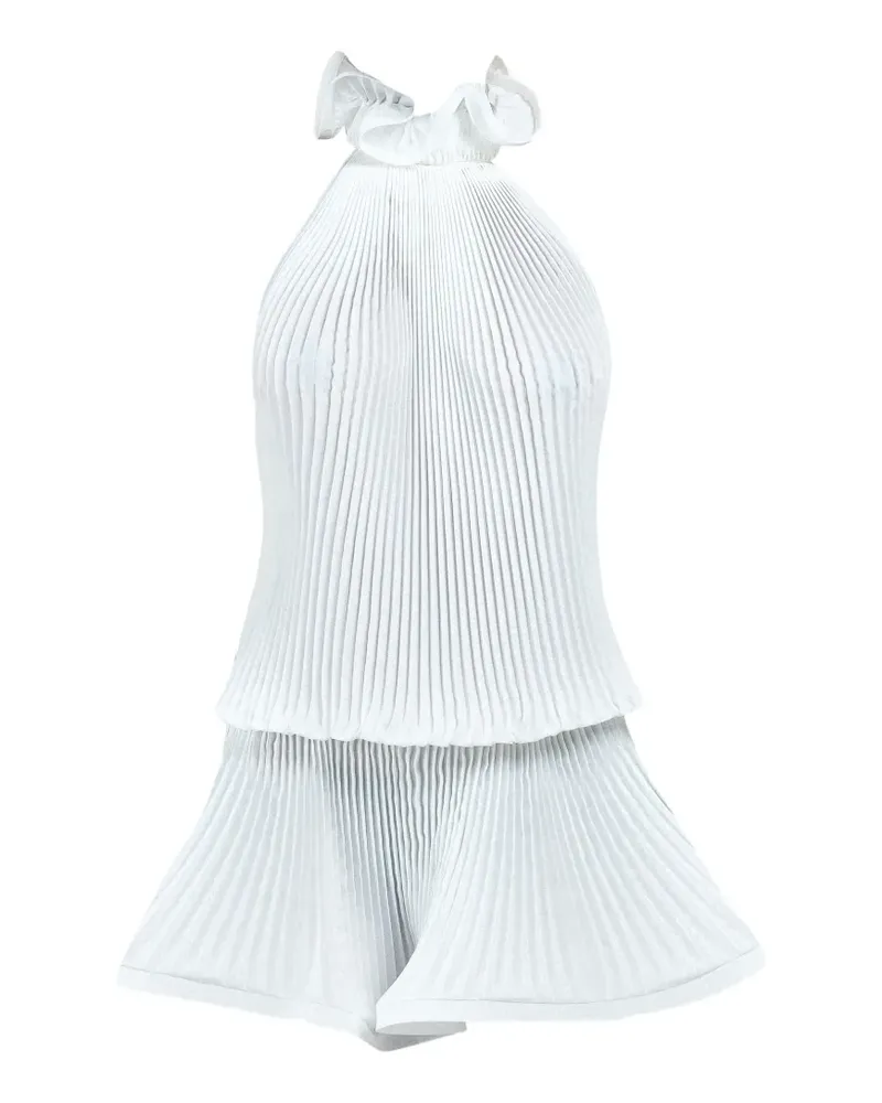 Rowen Rose pleated turtleneck mini dress - Weiß Weiß