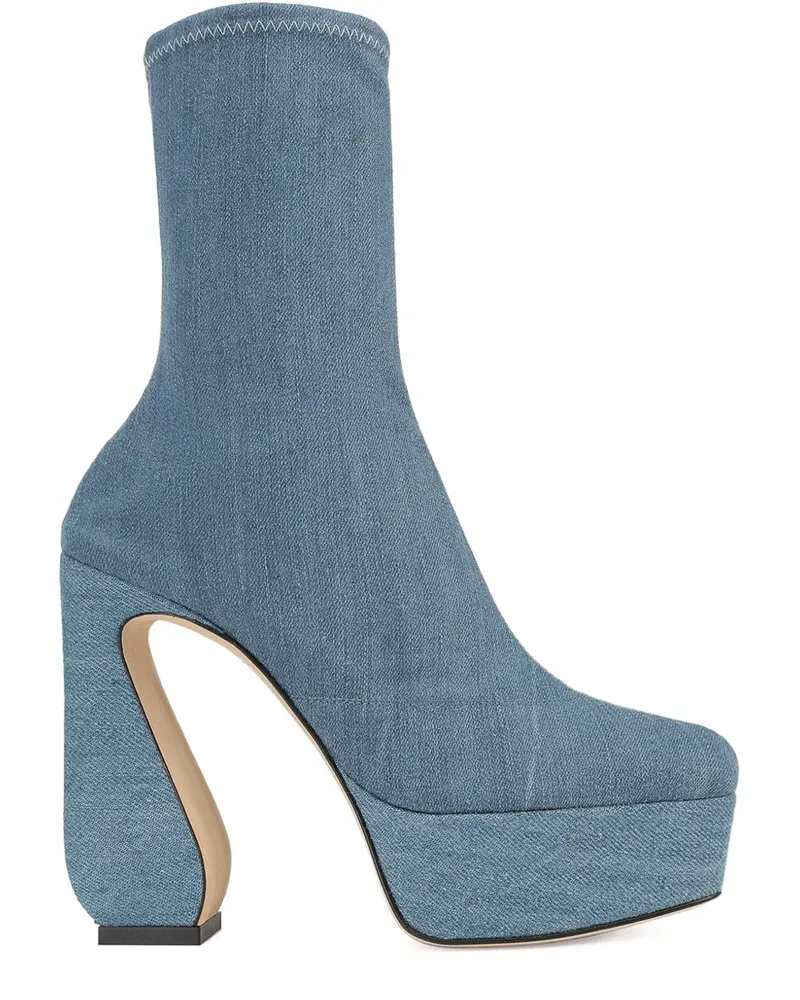 Sergio Rossi platform block-heel ankle boots - Blau Blau