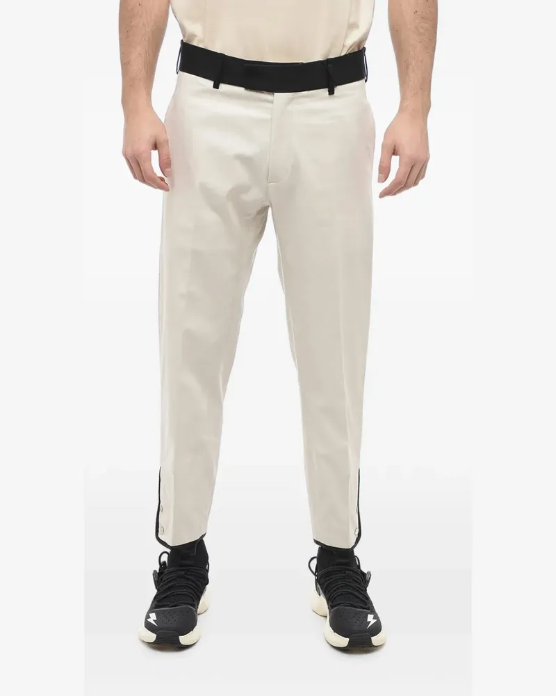 Neil Barrett Tom contrast-waistband cropped trousers - Nude Nude