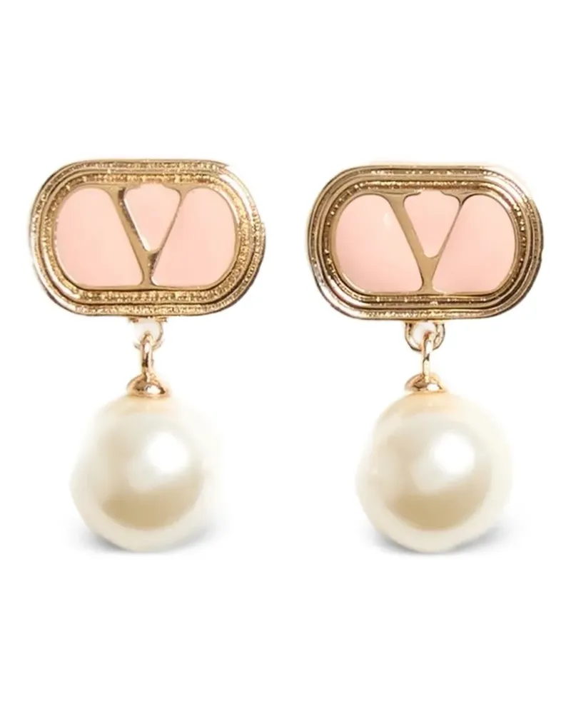 Valentino Garavani Ovalette Ohrringe aus Metall, Emaille und Swarovski® Perlen - Gold Gold