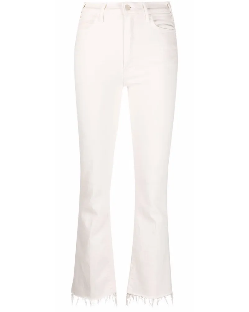 Mother Bootcut-Jeans mit ausgefranstem Saum - Weiß Weiß