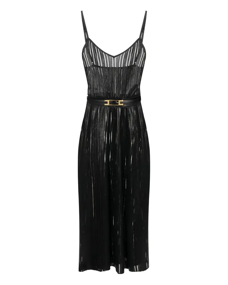 Elisabetta Franchi Laminiertes Midikleid - Schwarz Schwarz