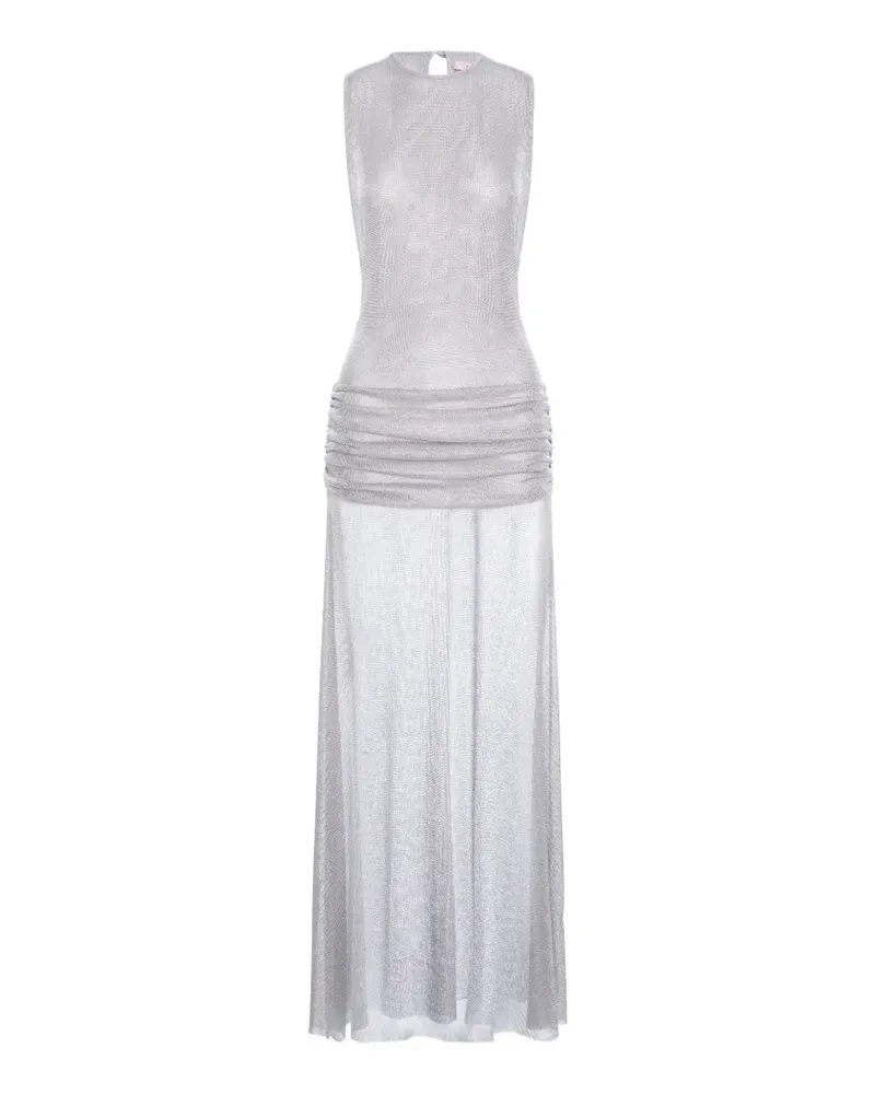 MANURÍ Moonlight Maxikleid mit gerafftem Bund - Grau Grau