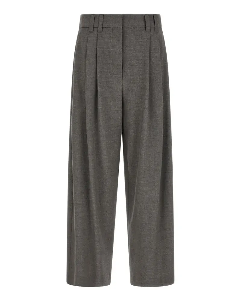 Brunello Cucinelli Tropical luxury wool tailored trousers with Monili - Grau Grau