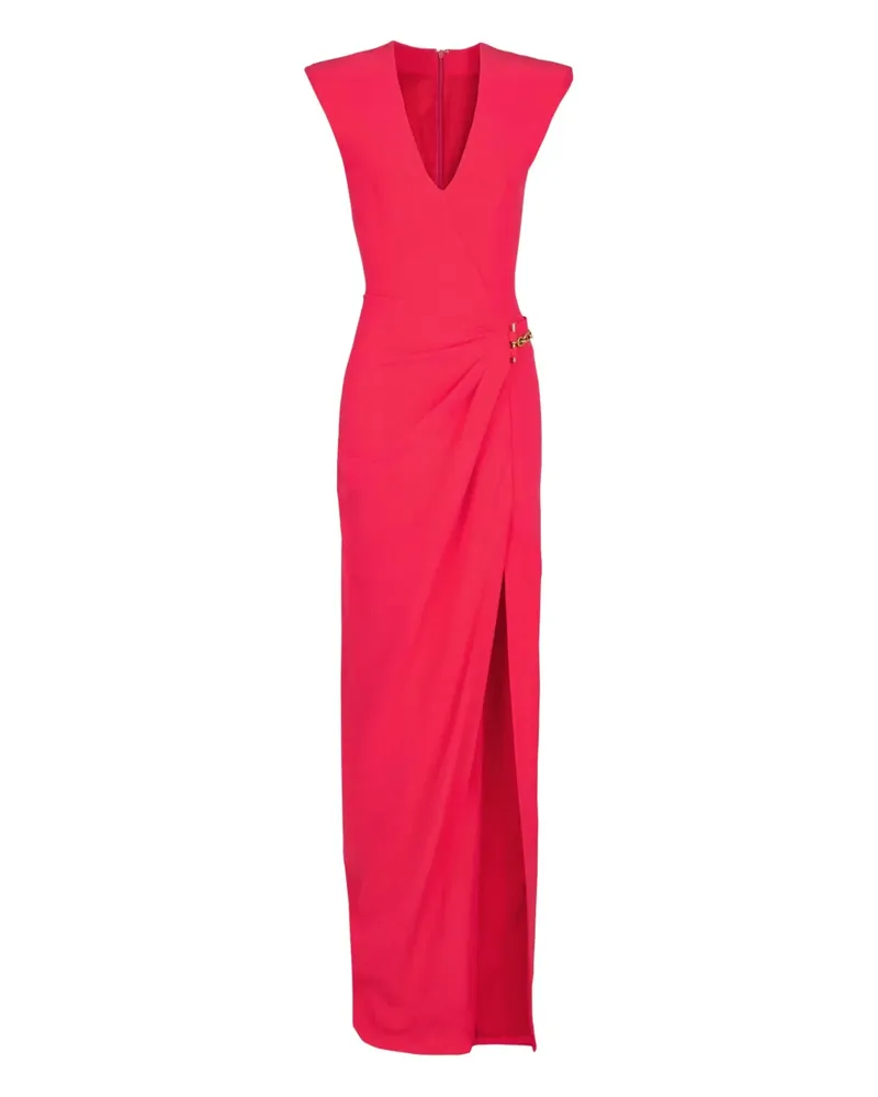 Balmain Krepp-Kleid mit Zierkette - Rot Rot