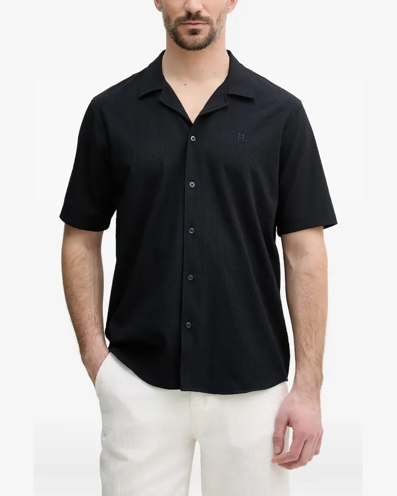 Karl Lagerfeld logo-embroidered short-sleeve shirt - Blau Blau