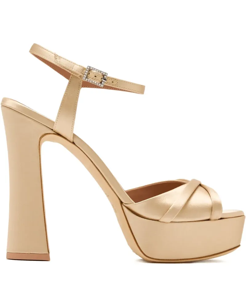Malone Souliers 125mm satin platform buckle sandals - Nude Nude