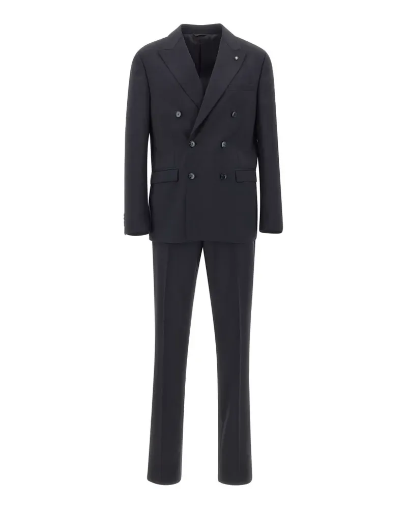Manuel Ritz double-breasted virgin wool suit - Blau Blau