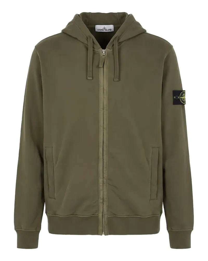 Stone Island Kapuzenjacke mit Logo-Patch - Grün Grün