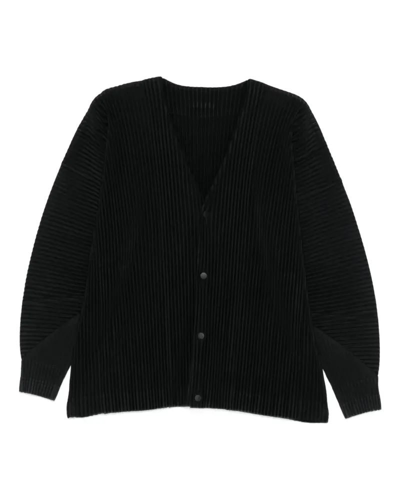 Issey Miyake Geknöpfter Plissee-Cardigan - Schwarz Schwarz