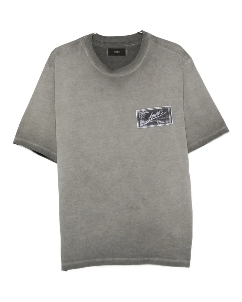 Amiri faded logo-patch cotton T-shirt - Grau Grau