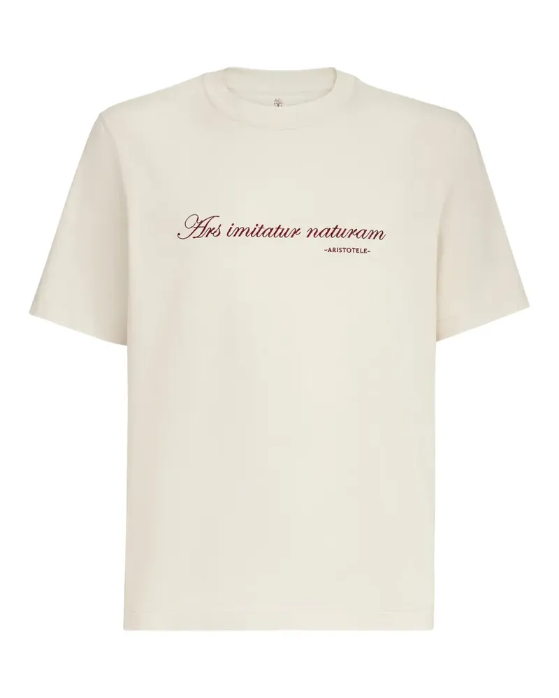 Brunello Cucinelli T-Shirt mit Schriftzug-Stickerei - Nude Nude