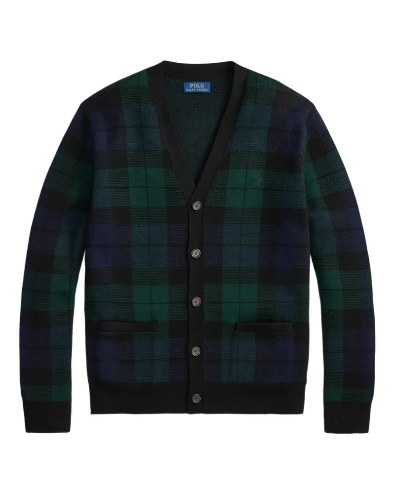 Ralph Lauren Karierter Blackwatch Cardigan mit V-Ausschnitt - Grün Grün