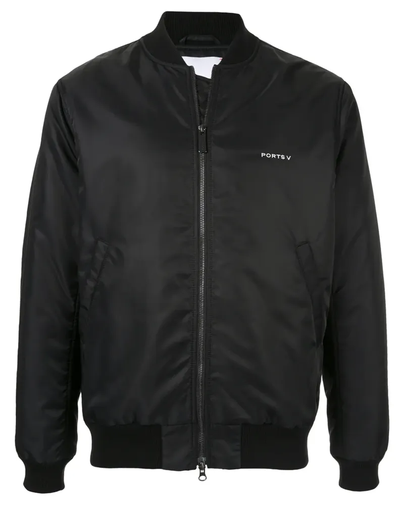 Ports V Bomberjacke mit Slogan - Schwarz Schwarz
