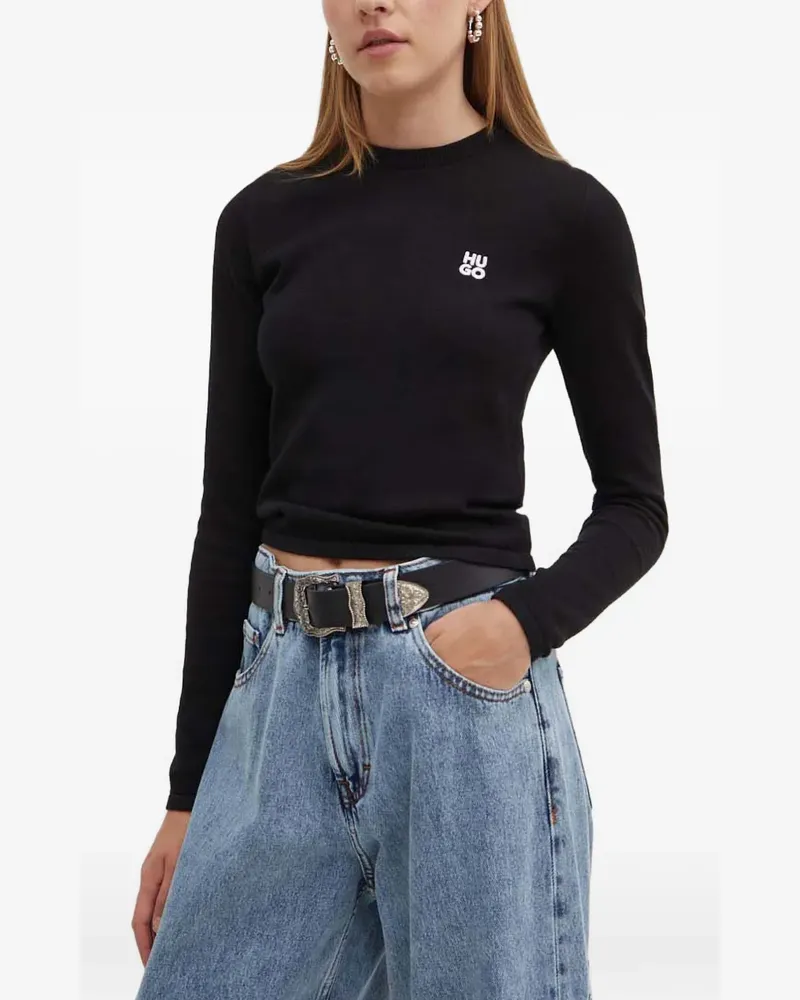 HUGO BOSS Pullover mit rundem Ausschnitt - Schwarz Schwarz