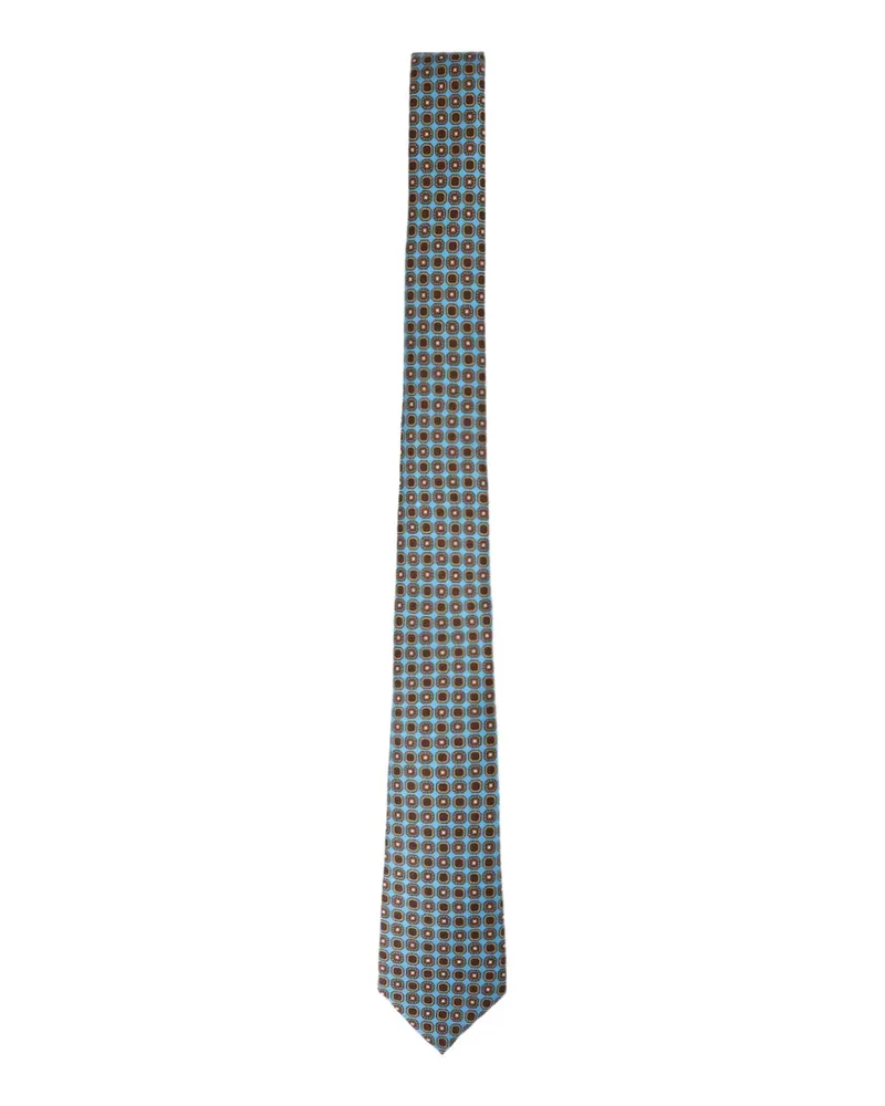 Kiton Seidenkrawatte mit geometrischem Print - Blau Blau