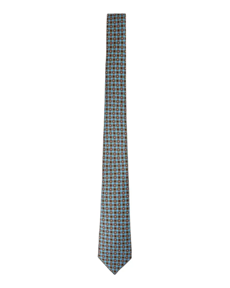 Kiton geometric-print silk tie - Blau Blau